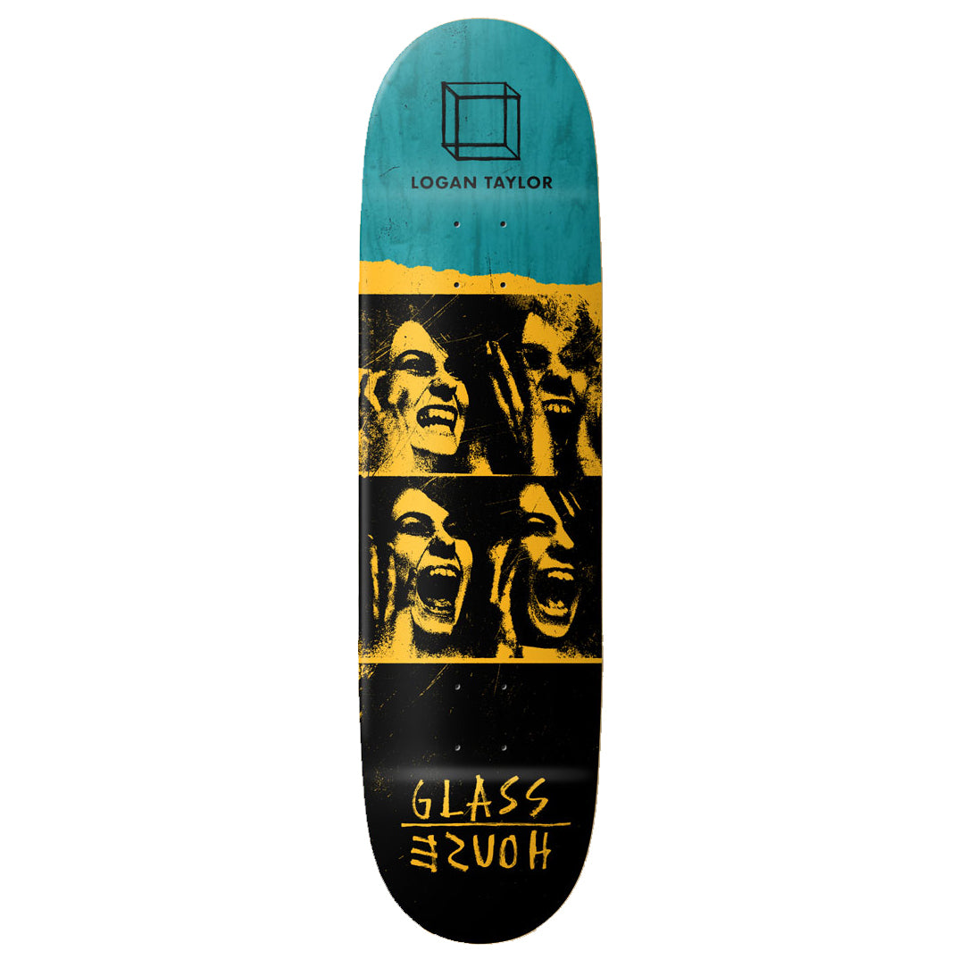 Glass House Logan Taylor Possessed Yellow 8.375" Assorted Stain Skateboard Deck