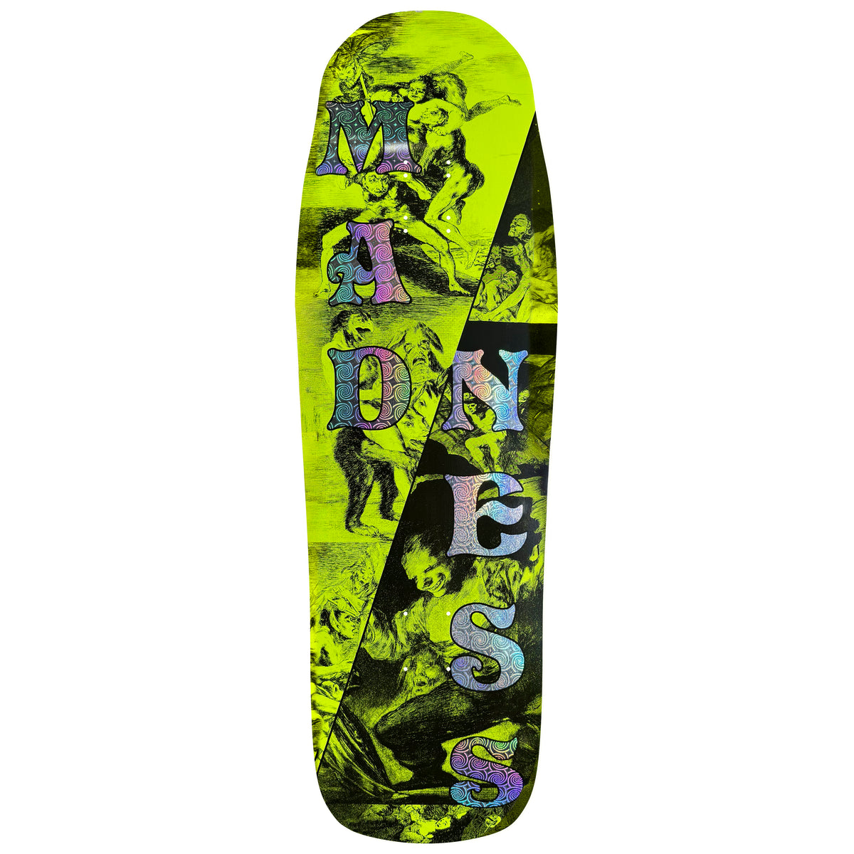 Madness Split R7 Saftey Yellow/Holographic Skateboard Deck