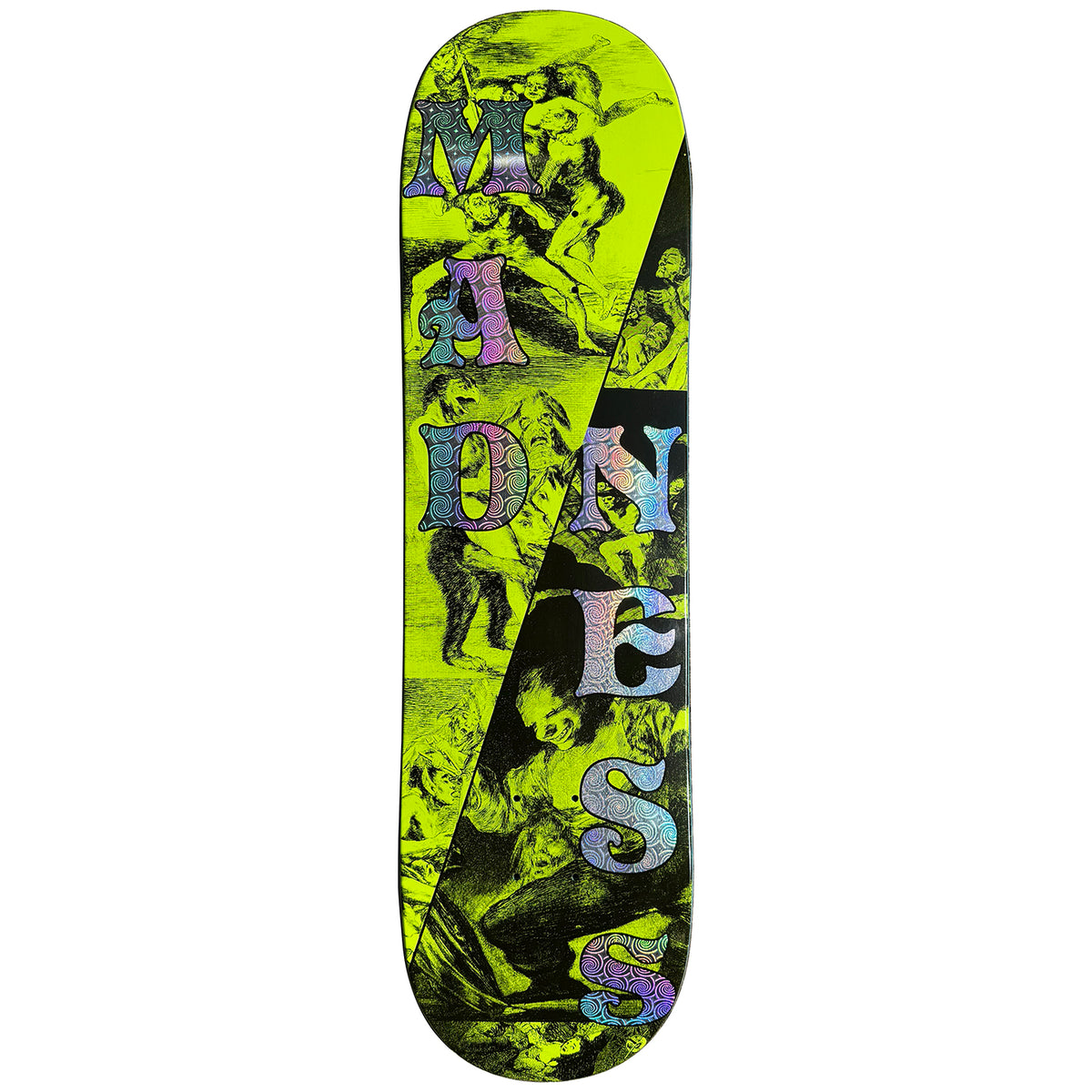 Madness Split R7 Saftey Yellow/Holographic Skateboard Deck