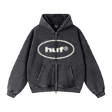 Huf X Mickey Spray Relaxed Fit Black Zip Up Hooded Sweatshirt