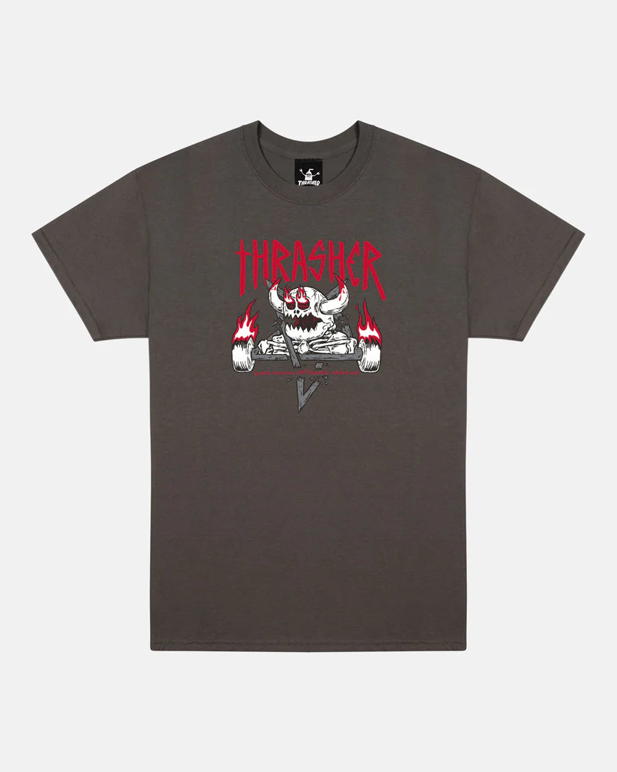 Thrasher X Toy Machine Monster-Gram Charcoal Grey S/s Shirt