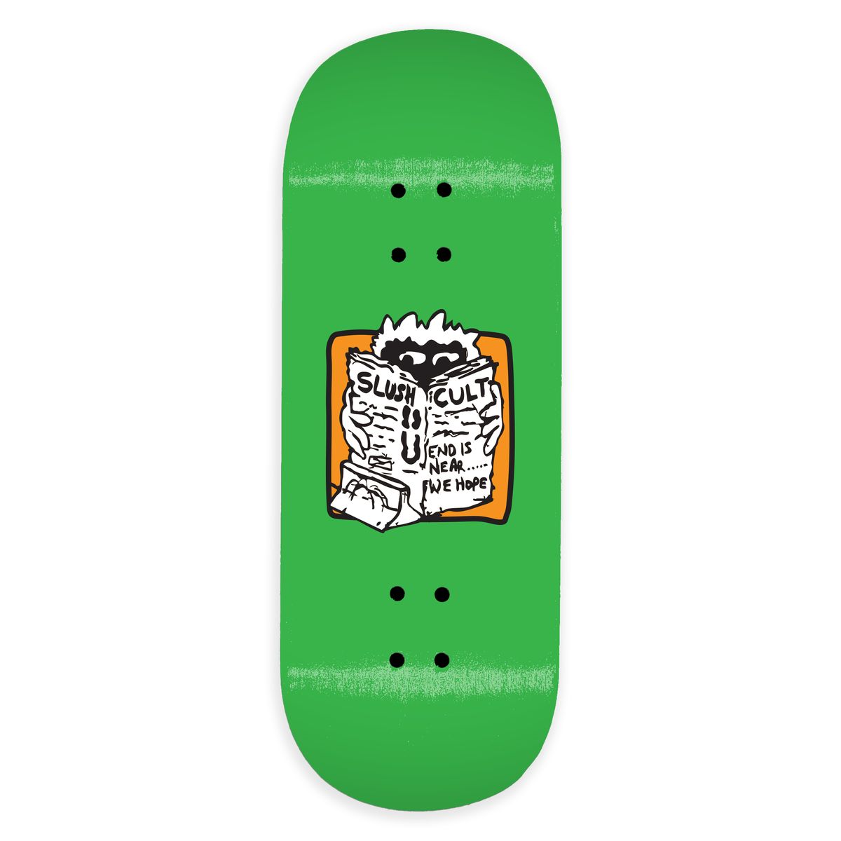 Slushcult News Pro Deck Green Fingerboard Skateboard