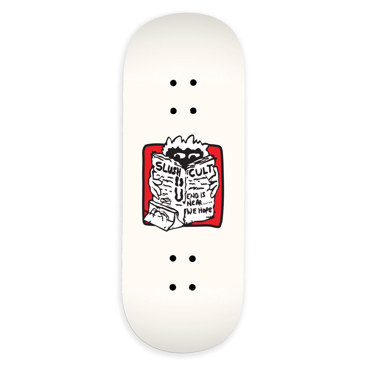 Slushcult News Pro Deck White Fingerboard Skateboard