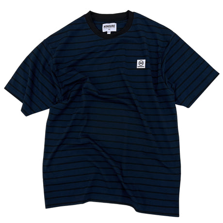 No Hours Outcast Navy/Black Striped S/s Shirt