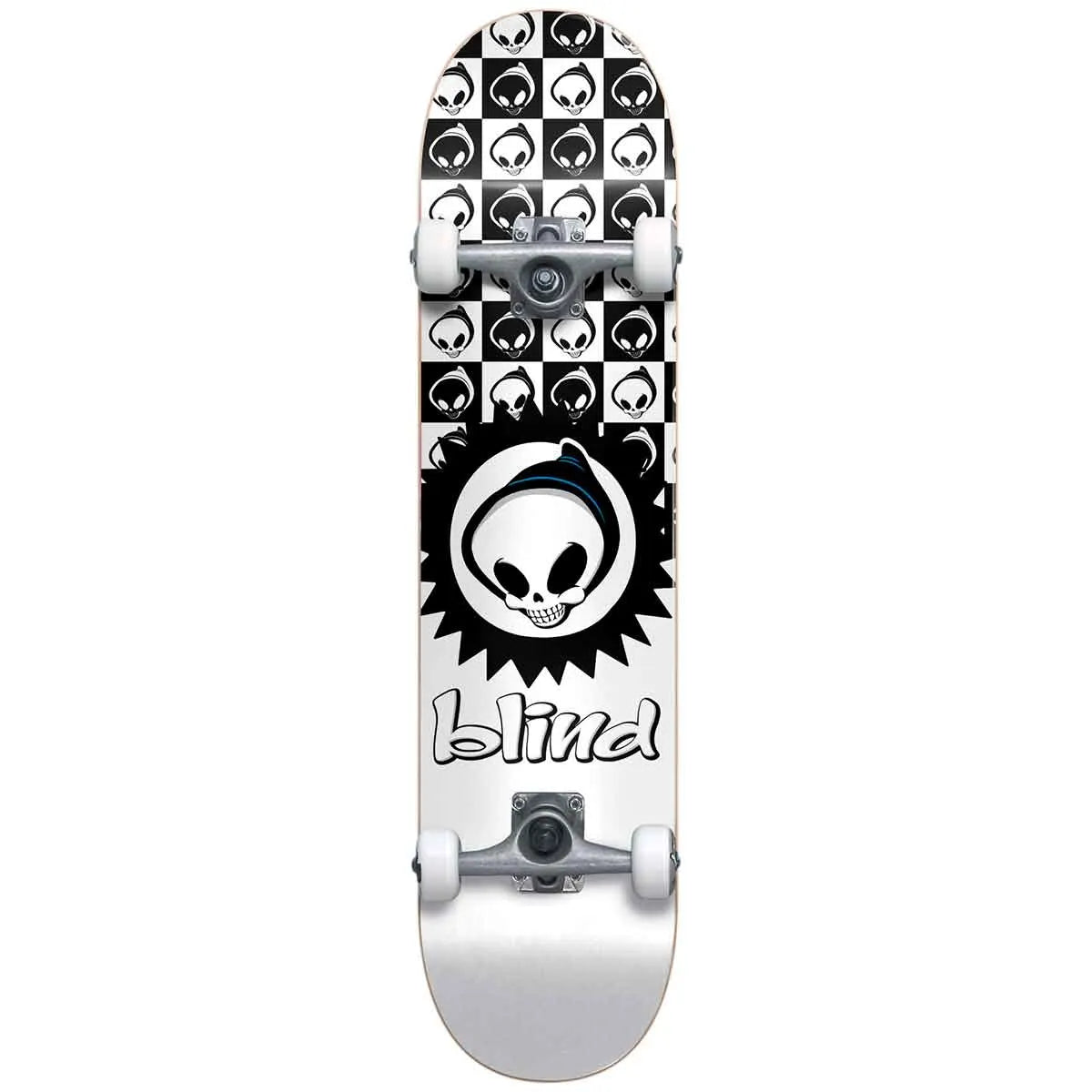 Blind Checkered Reaper Youth First Push w/ Soft Wheels White 7.375" Complete Skateboard
