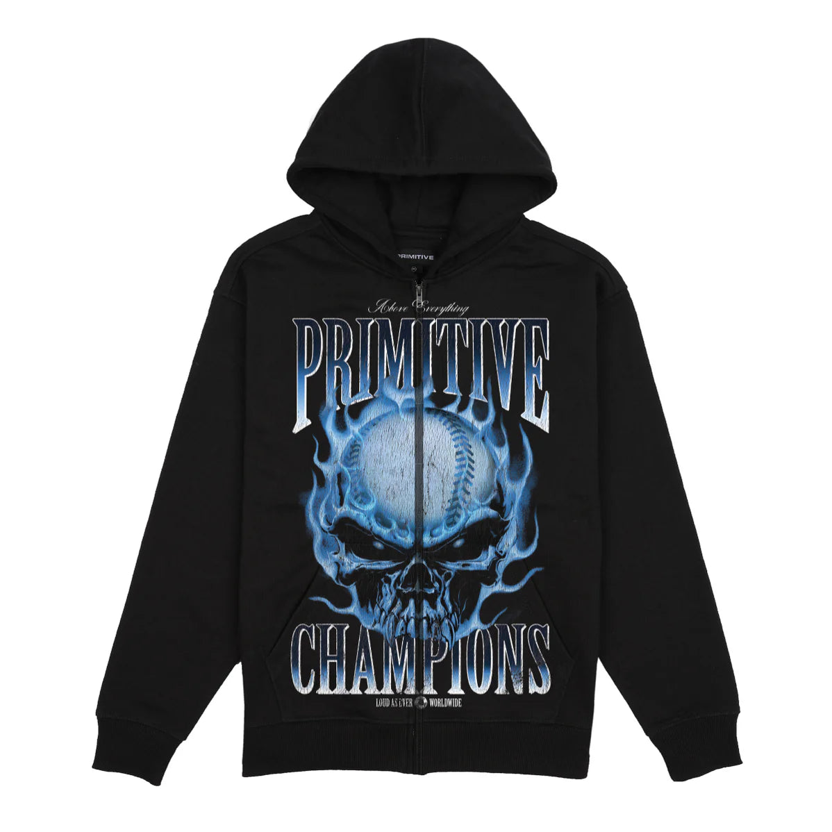 Primitive Zone Zip Black Hooded Sweathsirt