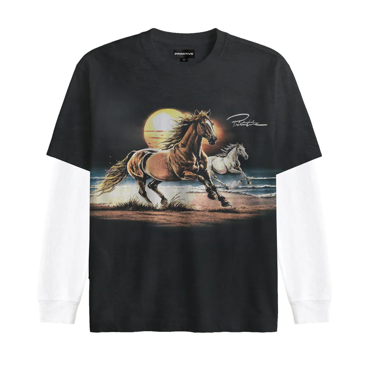 Primitive Sunset Twofer Washed Black L/s Heavyweight Shirt – Long