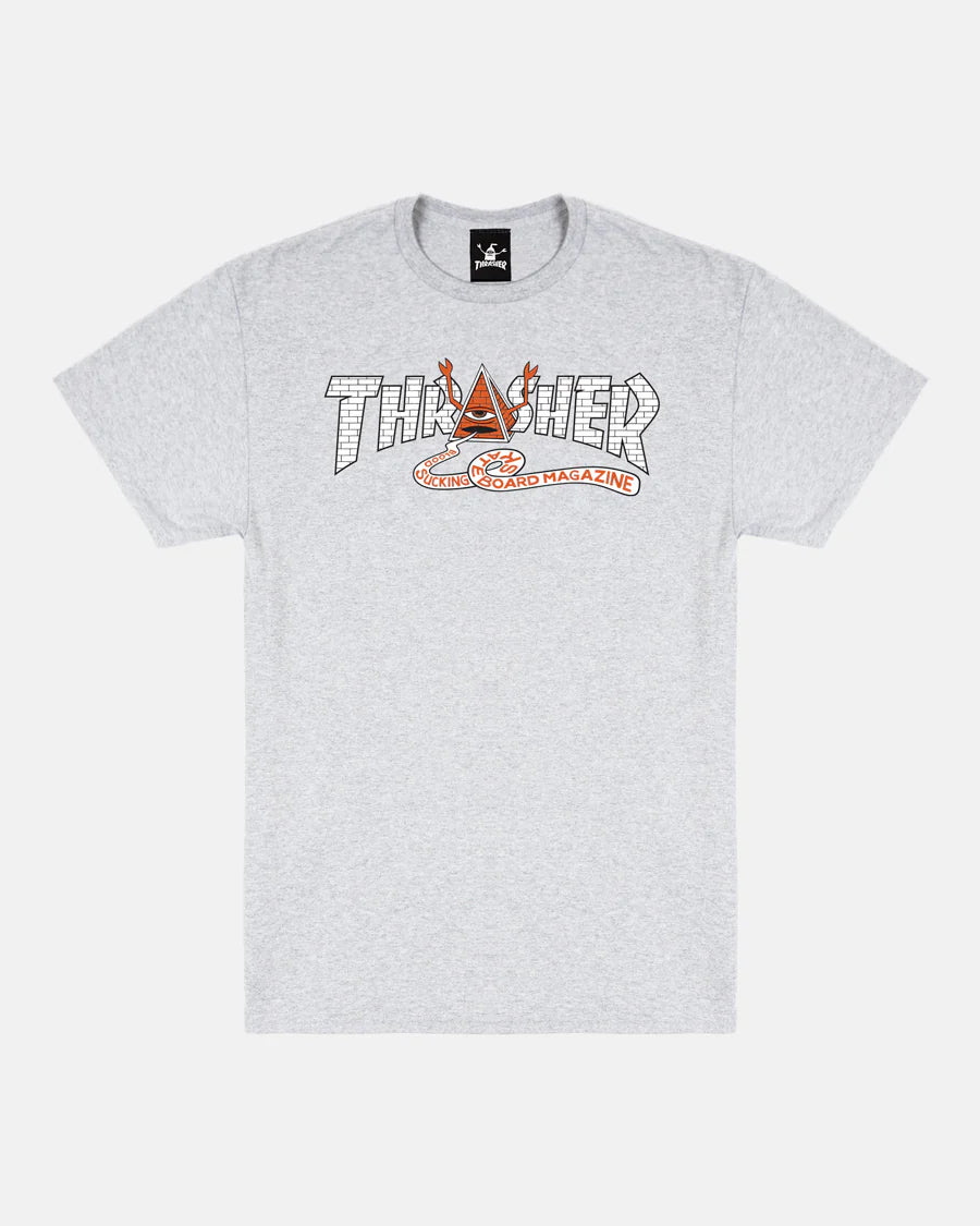 Thrasher X Toy Machine Pyramid Ash Grey S/s Shirt