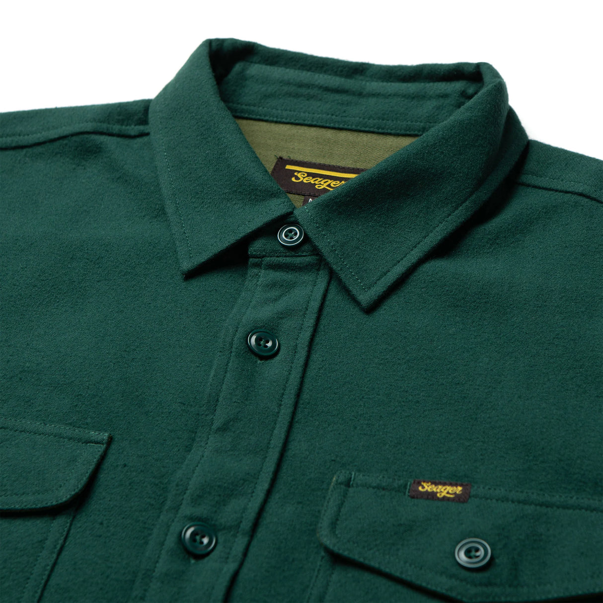 Seager Calico Evergreen Solid Flannel Shirt