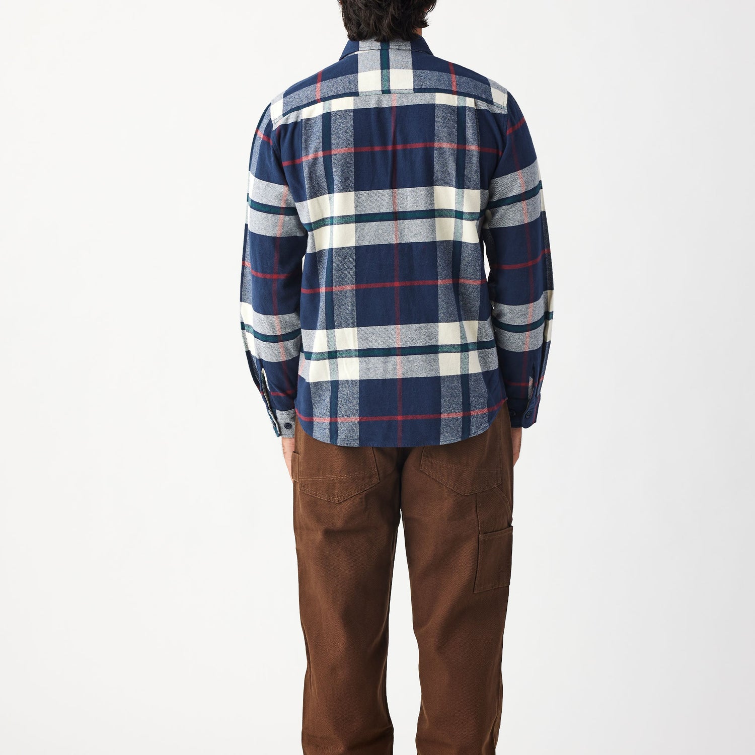 Seager Calico Navy Big Plaid Flannel L/s Shirt