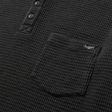 Seager Sawpit Vintage Black Henley L/s Thermal Shirt