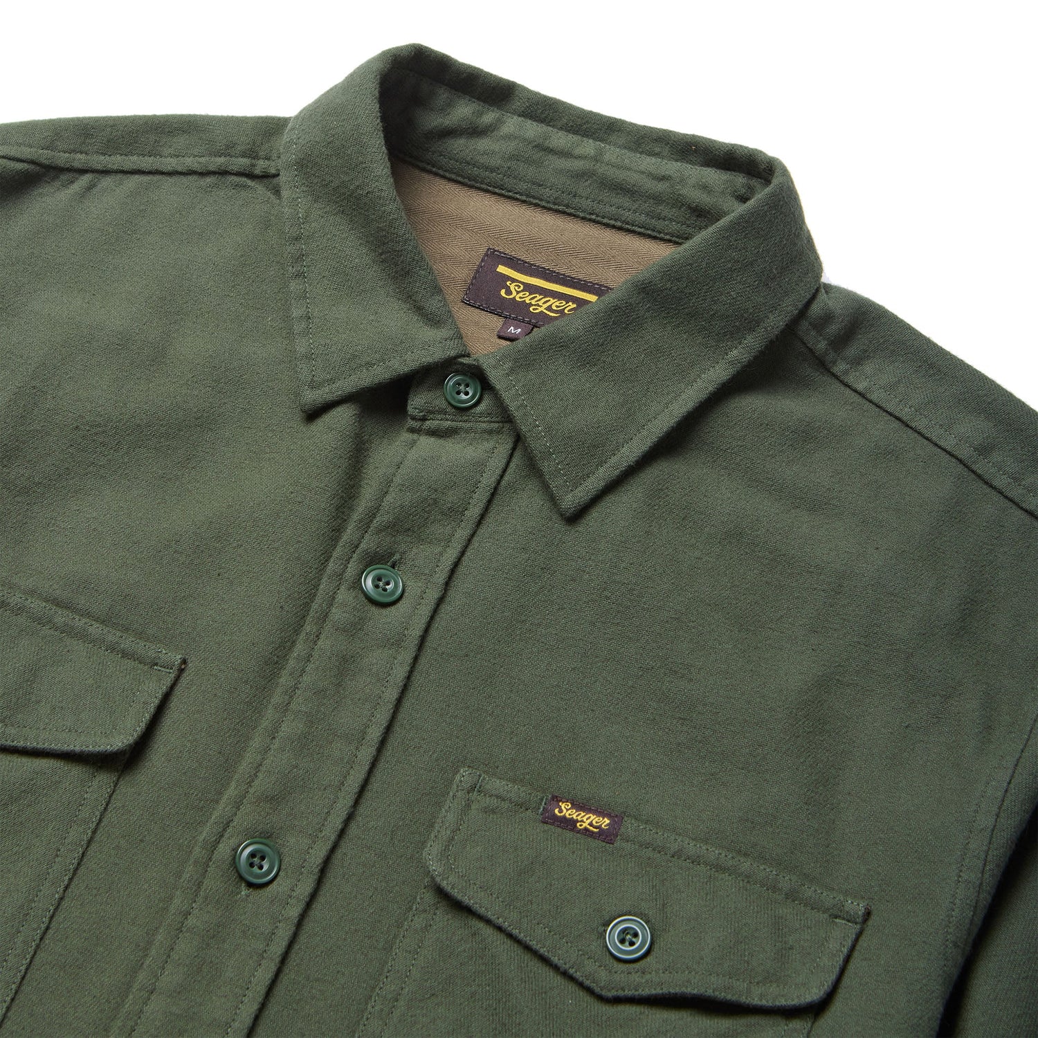 Seager Calico Solid Dark Moss Flannel L/s Shirt