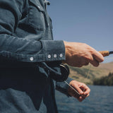 Seager Reagan Pearl Snap Cord Stormy Blue Button Up L/s Shirt