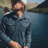 Seager Reagan Pearl Snap Cord Stormy Blue Button Up L/s Shirt