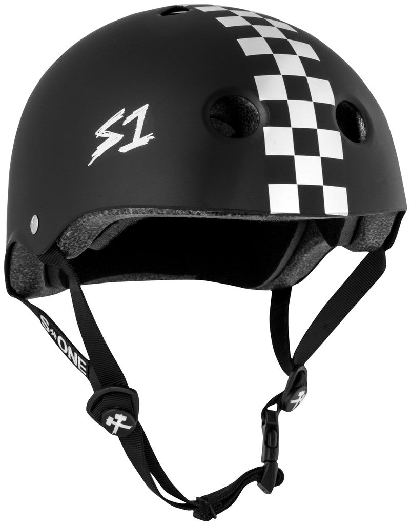 S1 Lifer Black Matte White Checkers Helmet