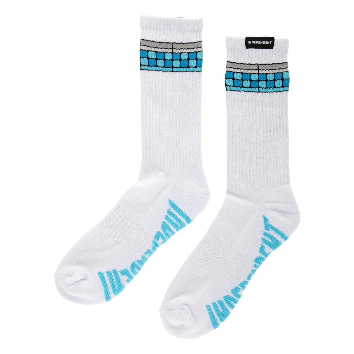 Independent Tile Span Crew 1 Pair Size 9-11 White Charcoal Socks