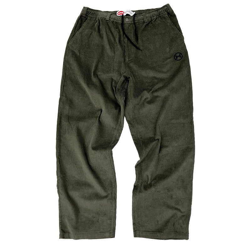 No Hours Stamped Olive Corduroy Pants