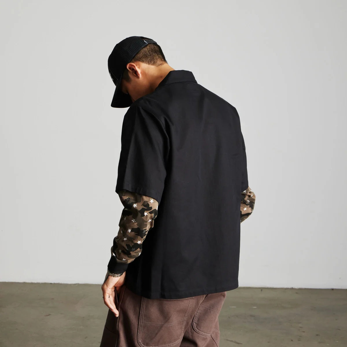 HUF Shadows Black L/s Work Shirt