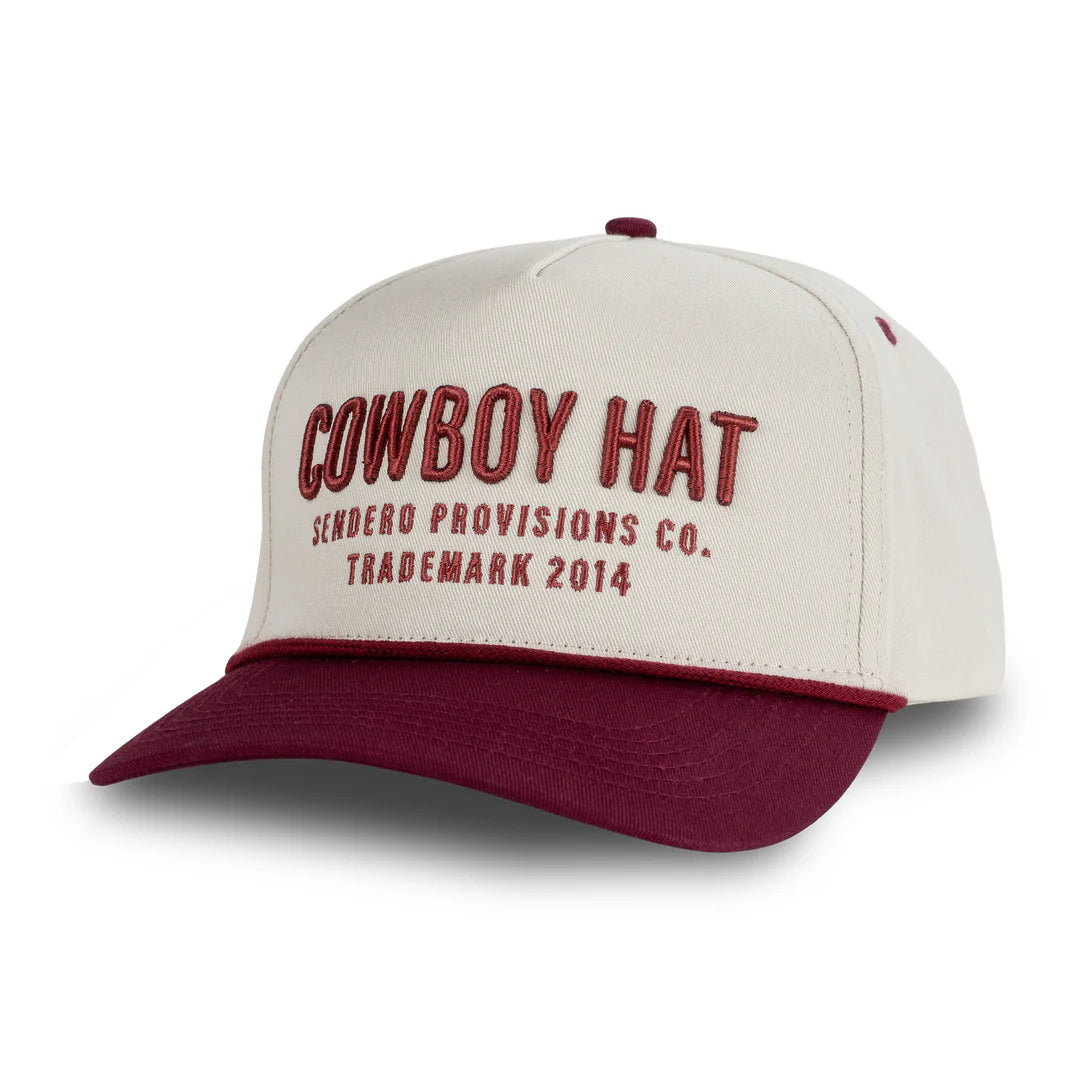 Sendero Cowboy Cream/Maroon 5 Panel Structured Snapback Hat