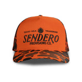 Sendero Logo Orange Camo Foam Trucker Snapback Hat
