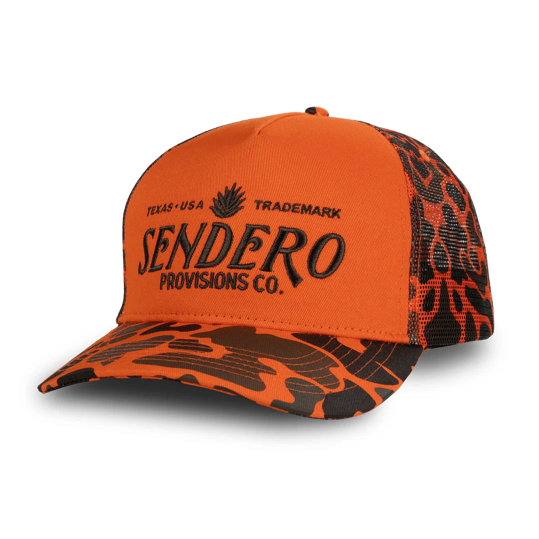 Sendero Logo Orange Camo Foam Trucker Snapback Hat
