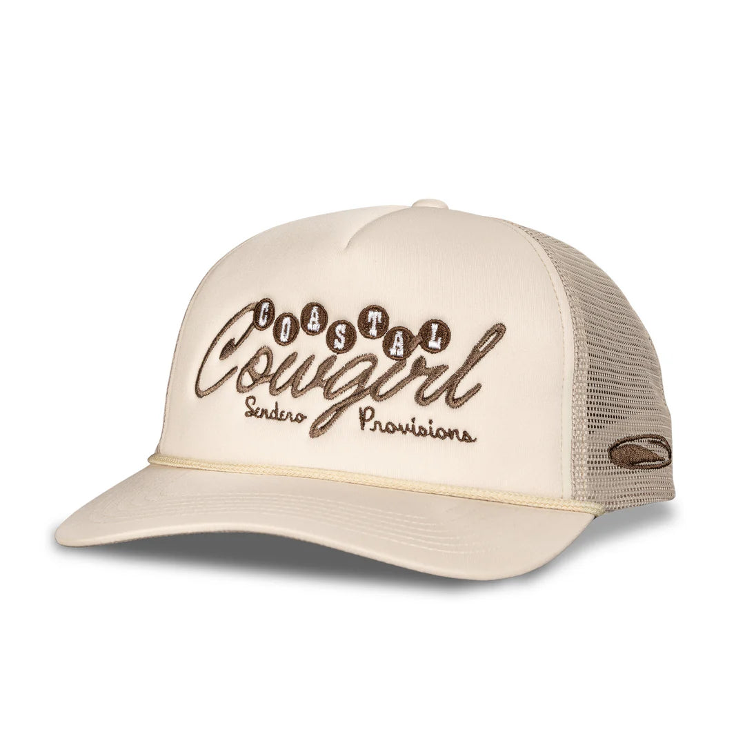 OTTO NEW Coastal Cowgirl Two-Tone Script Snapback Hat in Cream and Black Custom Embroidered Two Tone Trucker Hat: Personalized Script  main image 2
