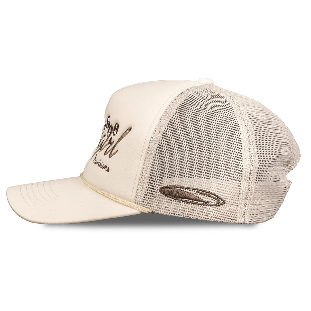OTTO NEW Coastal Cowgirl Two-Tone Script Snapback Hat in Cream and Black Custom Embroidered Two Tone Trucker Hat: Personalized Script  main image 4