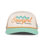 Sendero Coastal Cowgirl Cream Teal Snapback Trucker Hat