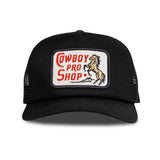 Sendero Cowboy Pro Shop 5-Panel Mesh Black Trucker Snapback Hat