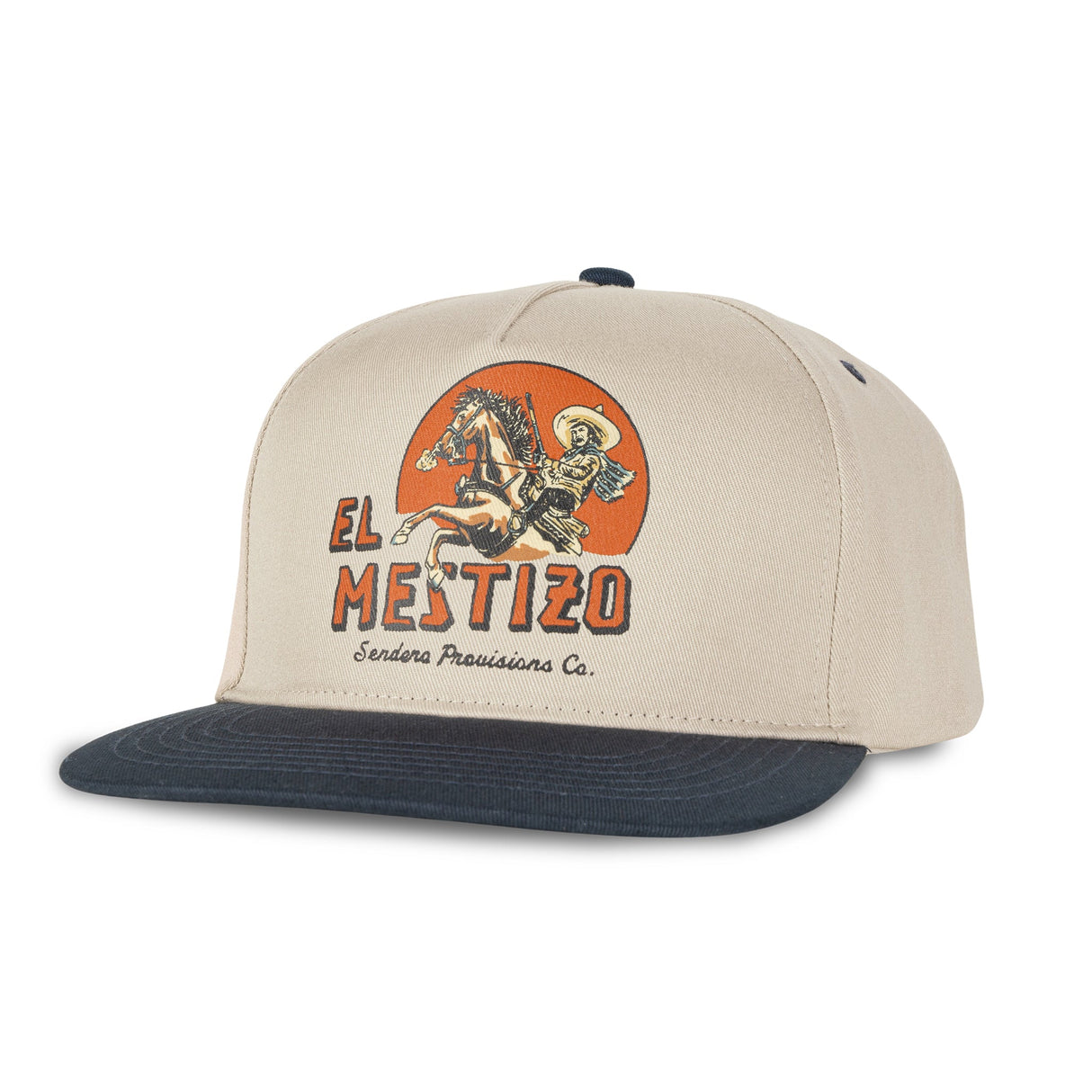 Sendero El Mestizo White Navy 5-Panel Structured Snapback Hat
