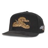 Sendero Rattlesnake Black Snapback Hat