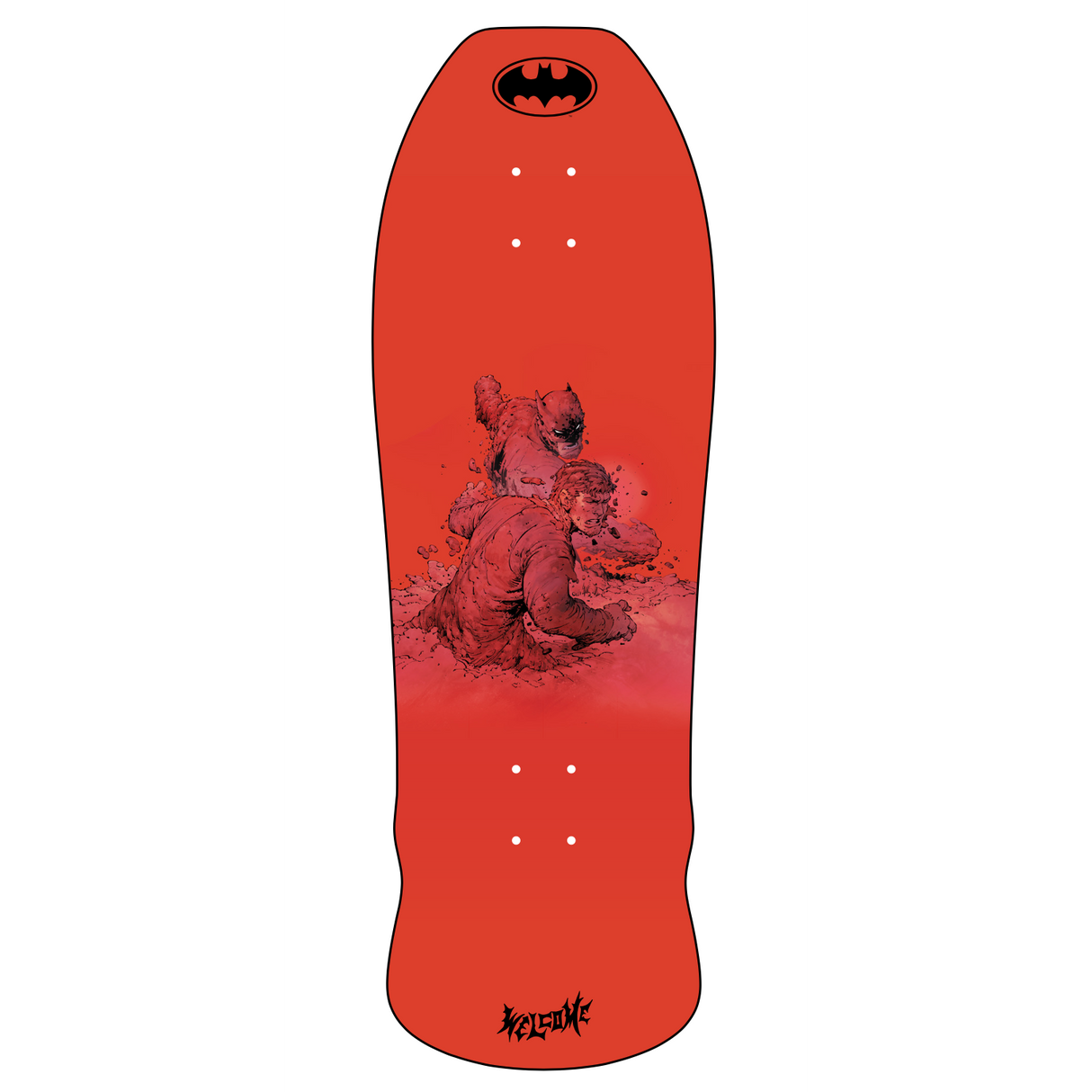 Welcome x Batman Knockout on Early Grab Red/Black Dip 10" Skateboard Deck