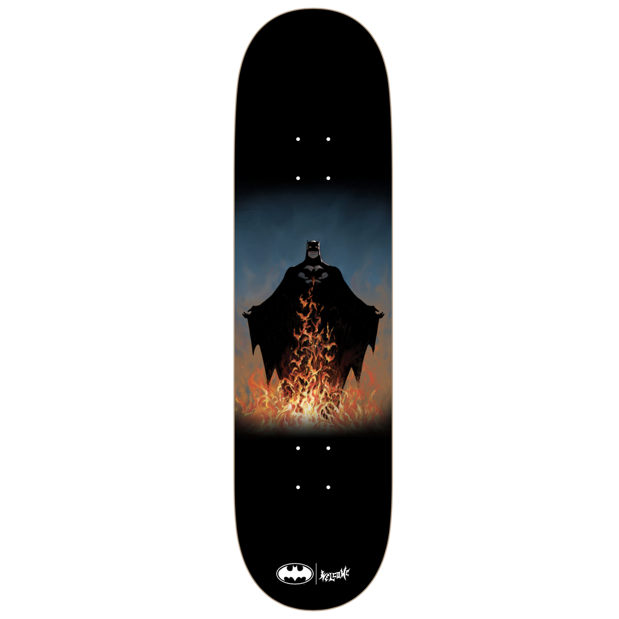 Welcome x Batman Bat Flames on Popsicle Black 8.5" Skateboard Deck