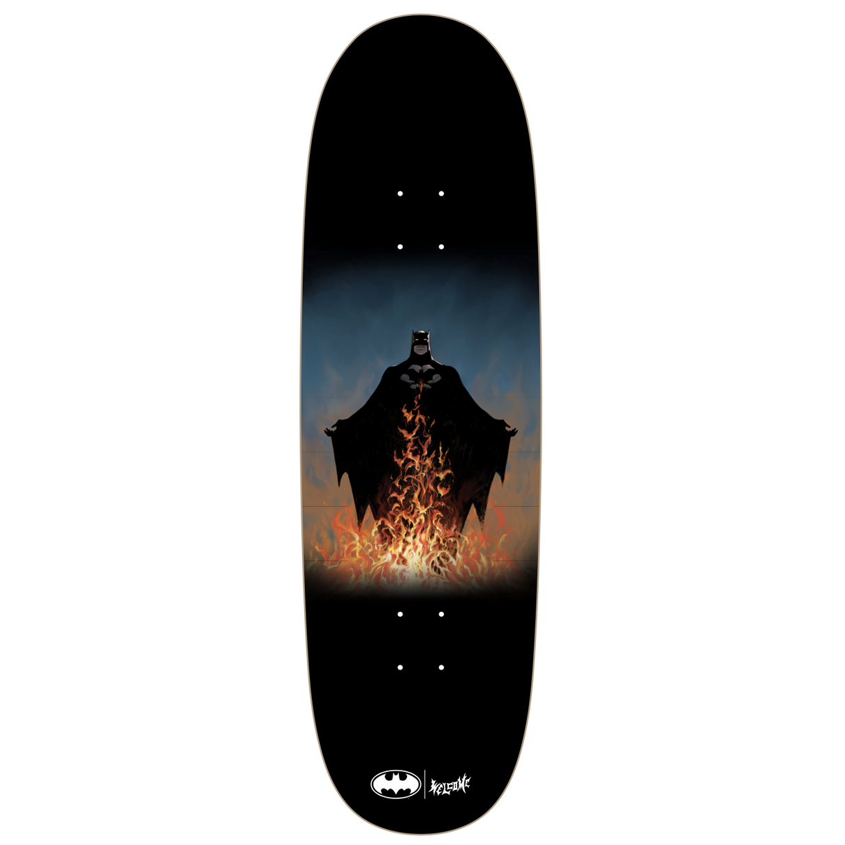 Welcome x Batman Bat Flames on Boline Black 9.5" Skateboard Deck