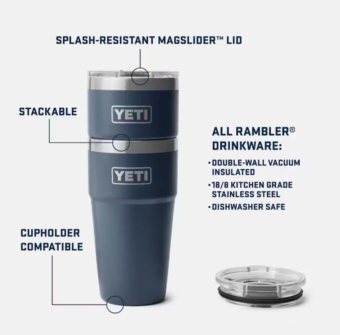 Yeti Rambler 20oz Stackable Cup with Magslider Lid Moon Dust