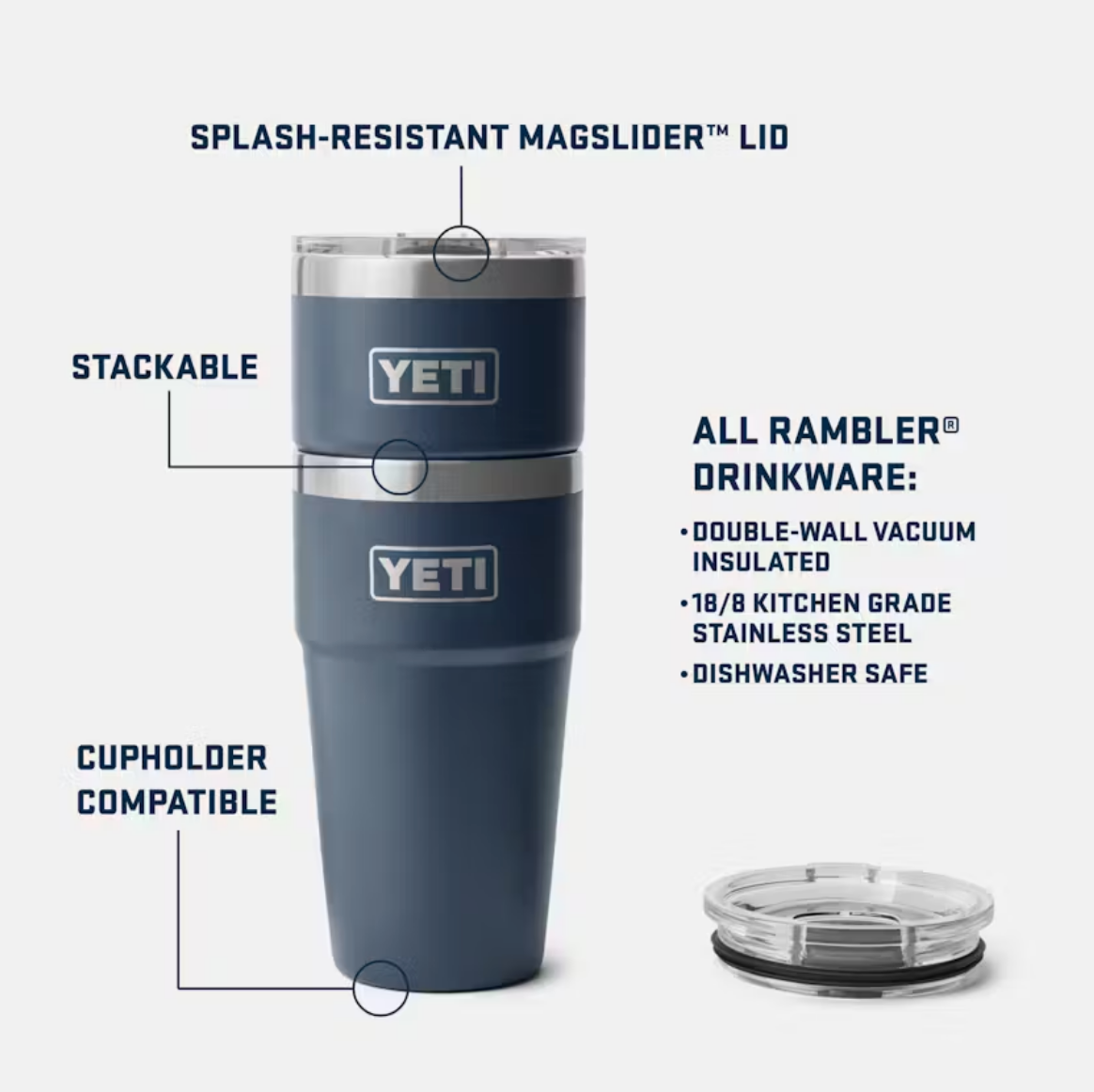 Yeti Rambler 20oz Stackable Cup with Magslider Lid Black