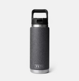 Yeti Rambler 26oz Black Stone Straw Cap Water Bottle
