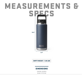 Yeti Rambler 26oz Black Stone Straw Cap Water Bottle