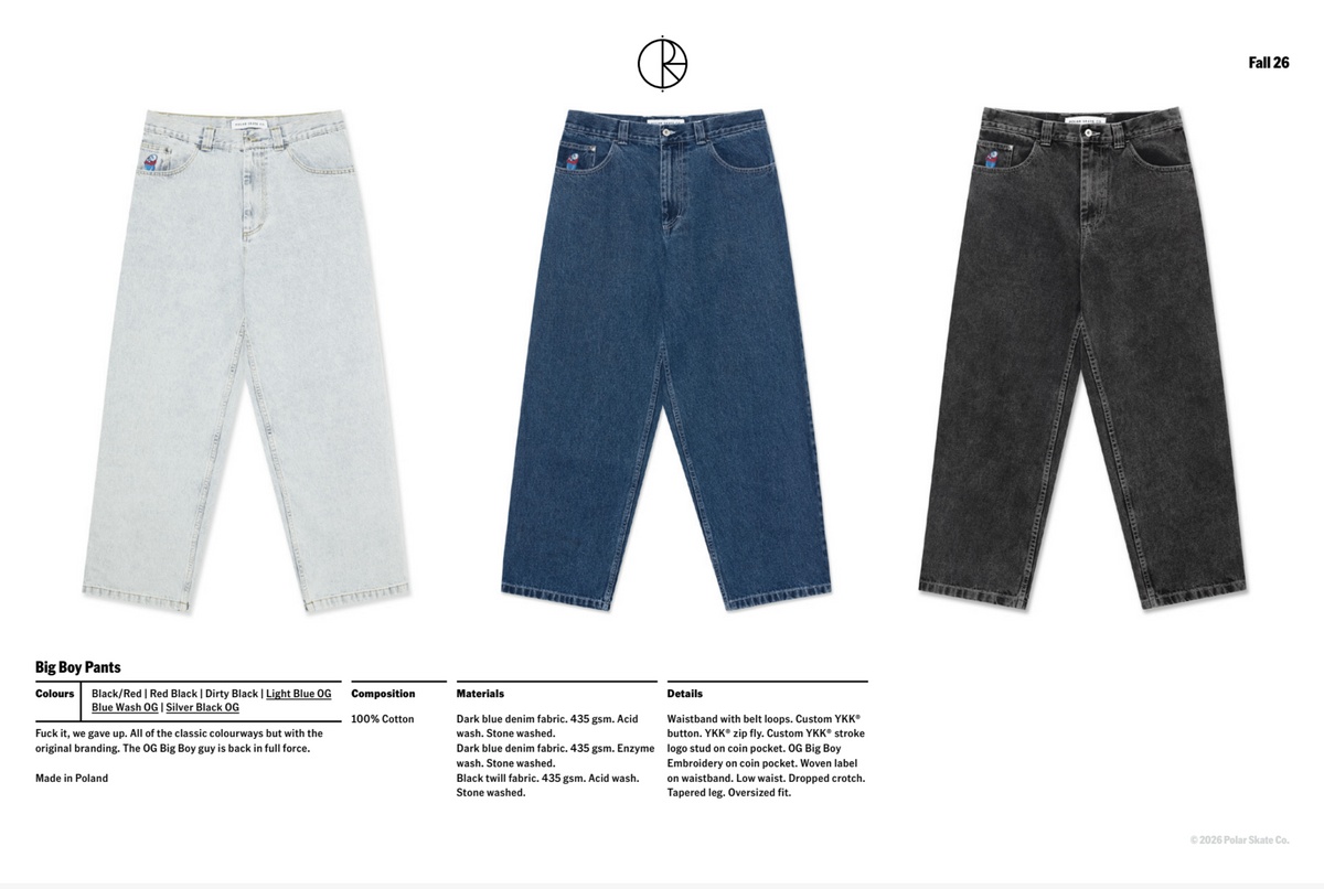 Polar Big Boy Silver Black OG Pants – Long Beach Skate Co