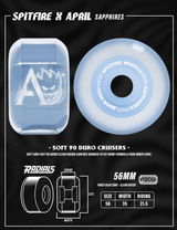 Spitfire x April 90D Sapphire Radial 56mm Skateboard Wheels