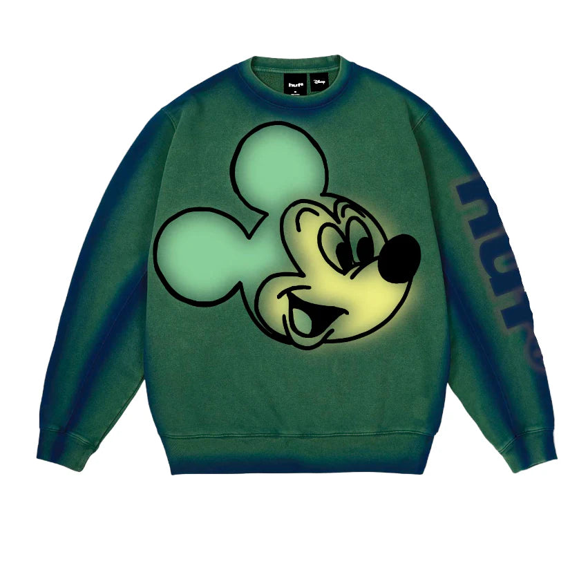 Huf X Mickey Spray Forest Green Crewneck Sweater