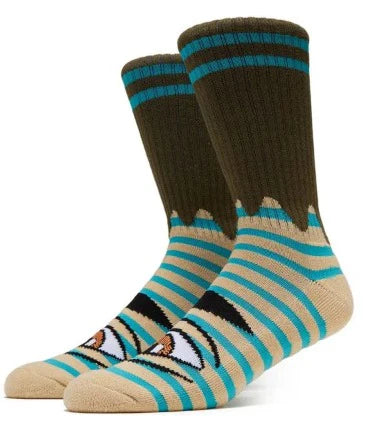 Toy Machine Sect Eye Stripe Tan Olive Socks