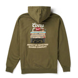 Seager X Coors Banquet Bumper Olive Hooded Sweatshirt