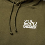 Seager X Coors Banquet Bumper Olive Hooded Sweatshirt