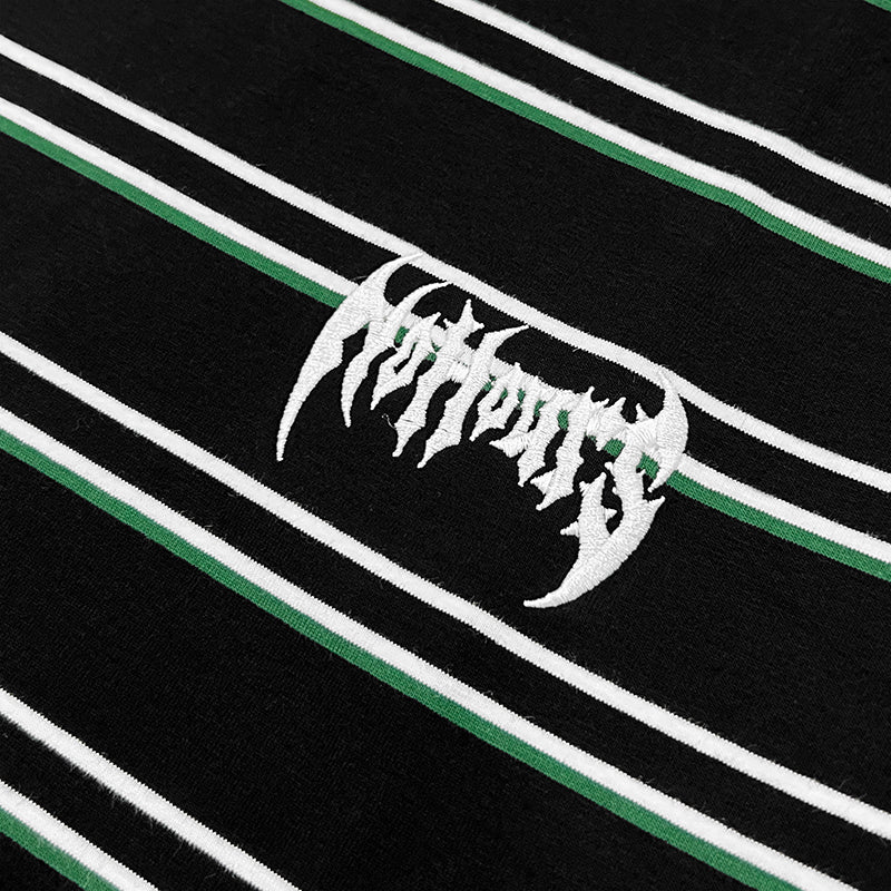 No Hours Time Code Black/Green/White Striped S/s Shirt