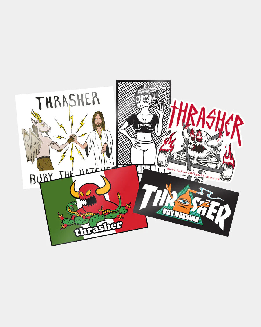 Thrasher X Toy Machine 4" Sticker 5-pack