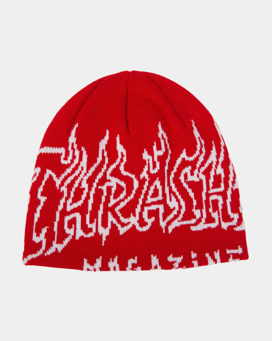 Thrasher Fire Outlined Red Skully Beanie