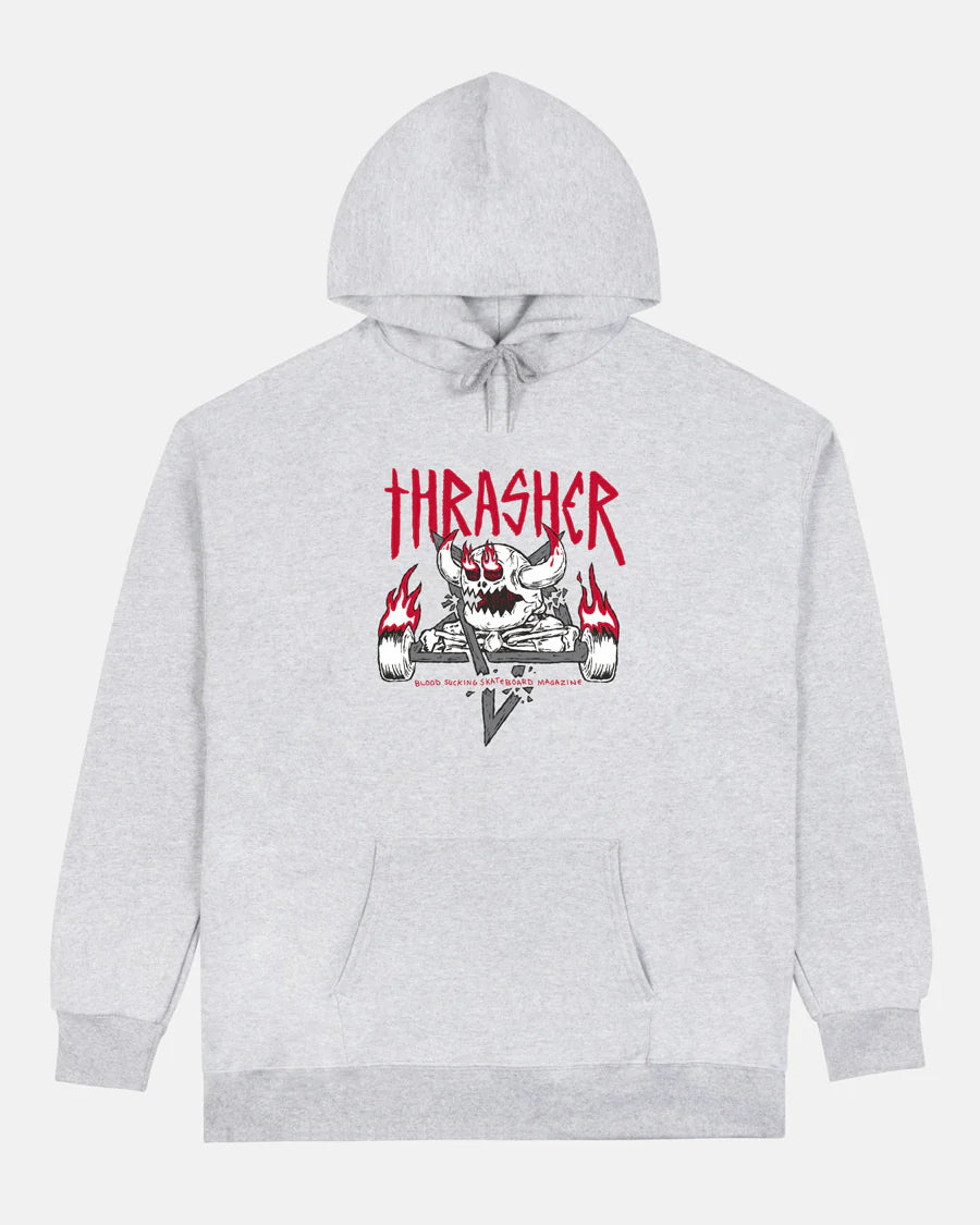 Thrasher X Toy Machine Monster-Gram Ash Grey Hooded Sweatshirt