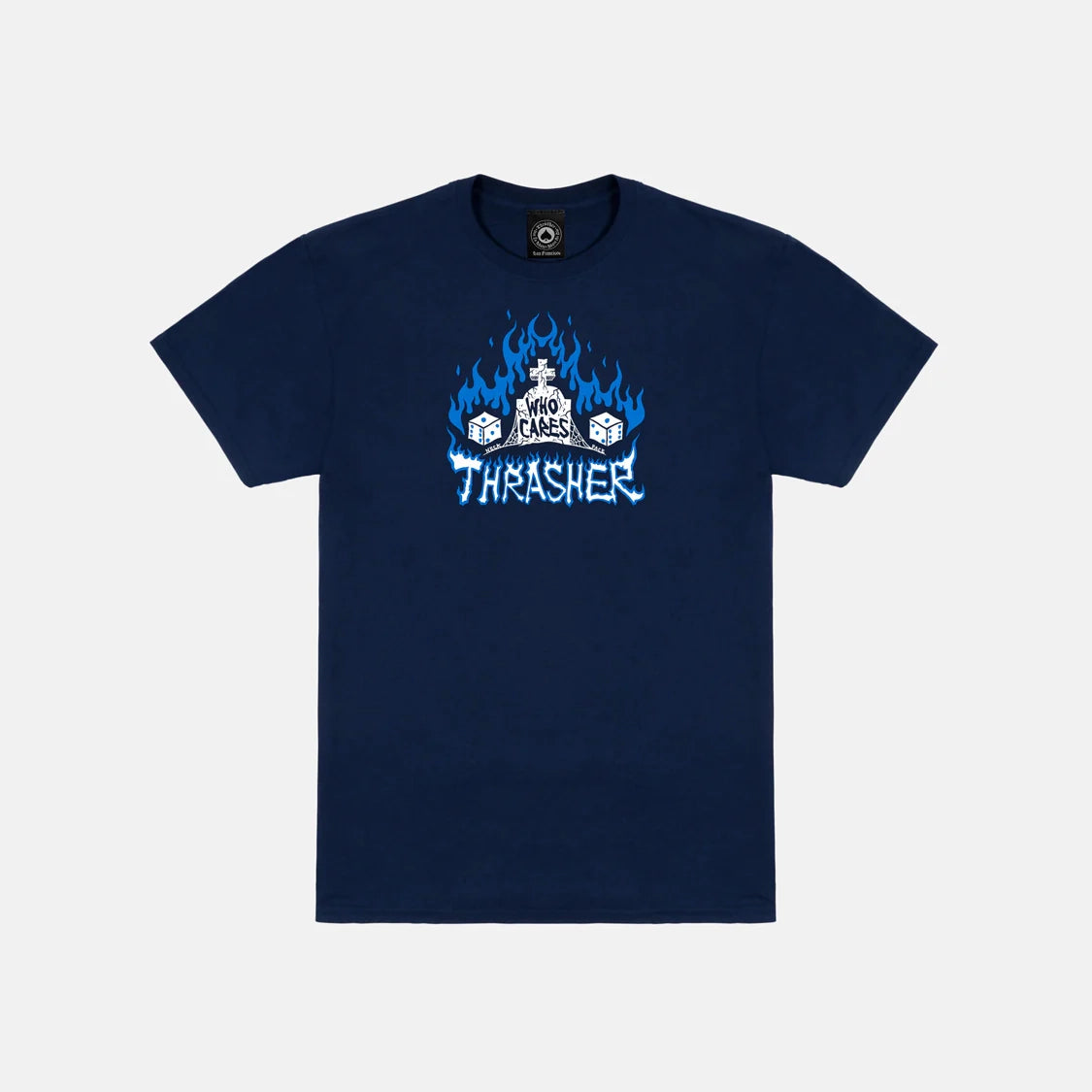 Thrasher Neckface Who Cares Navy S/s Shirt