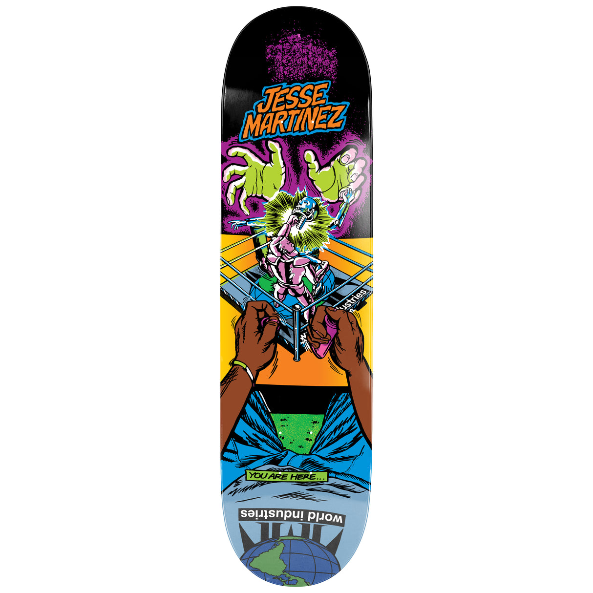 World Industries Jesse Martinez Rock'em Sock'em 8.5" Popsicle Skateboard Deck